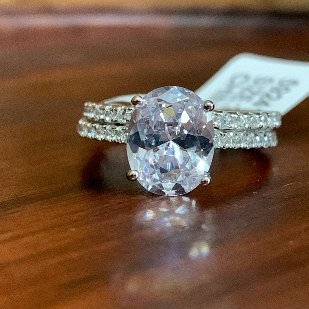 NWT Wedding/Engagement Seta 925 silver cz ring set size 7